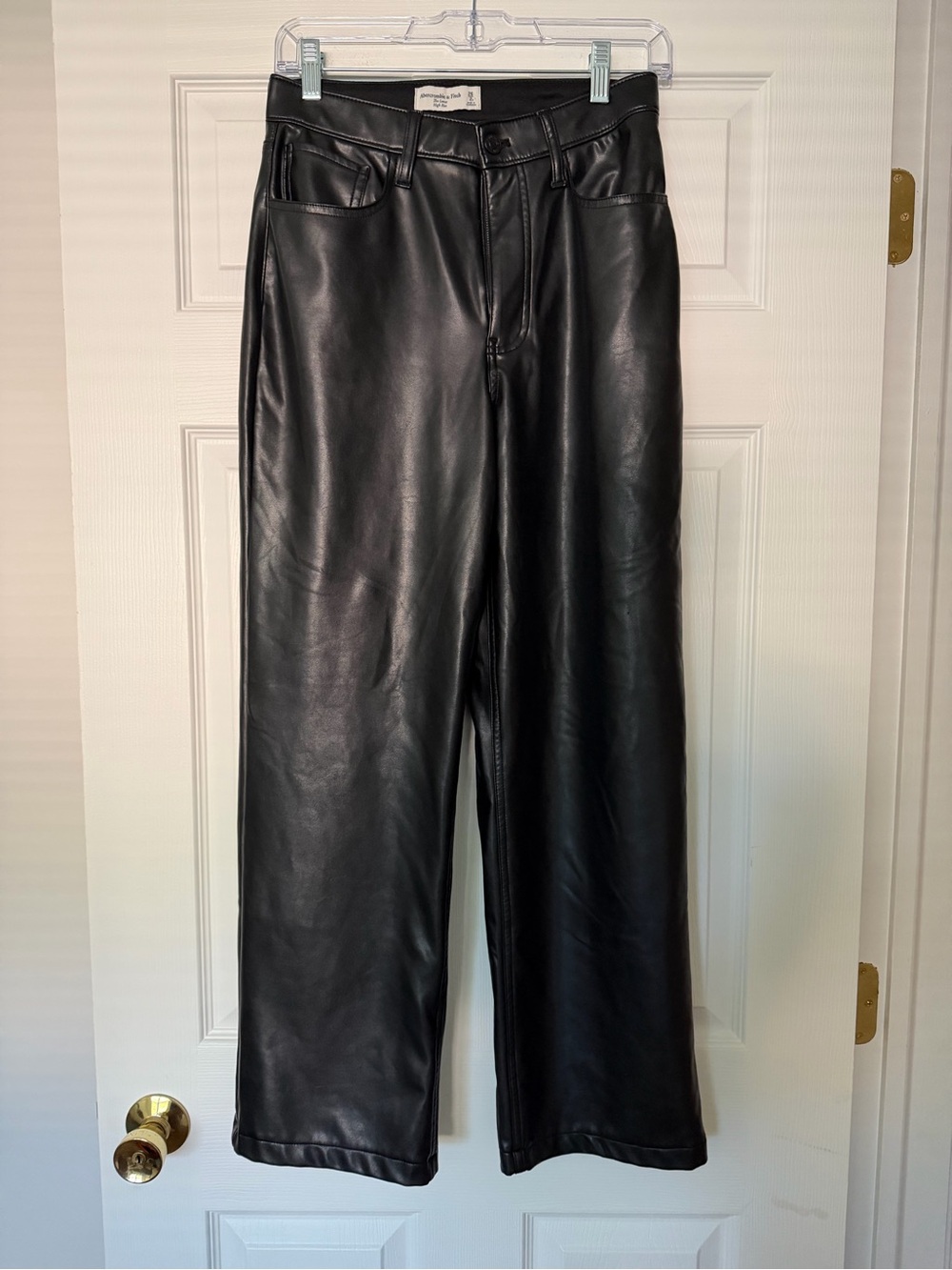 Abercrombie & Fitch Black Faux Leather Wide-Leg Pants